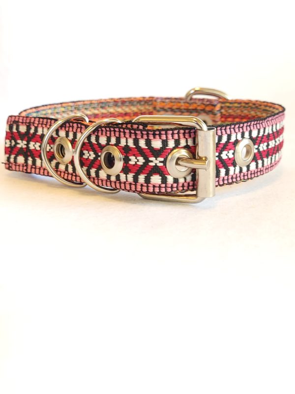 FURRY PATITAS RED/WHITE BUCKLE COLLAR