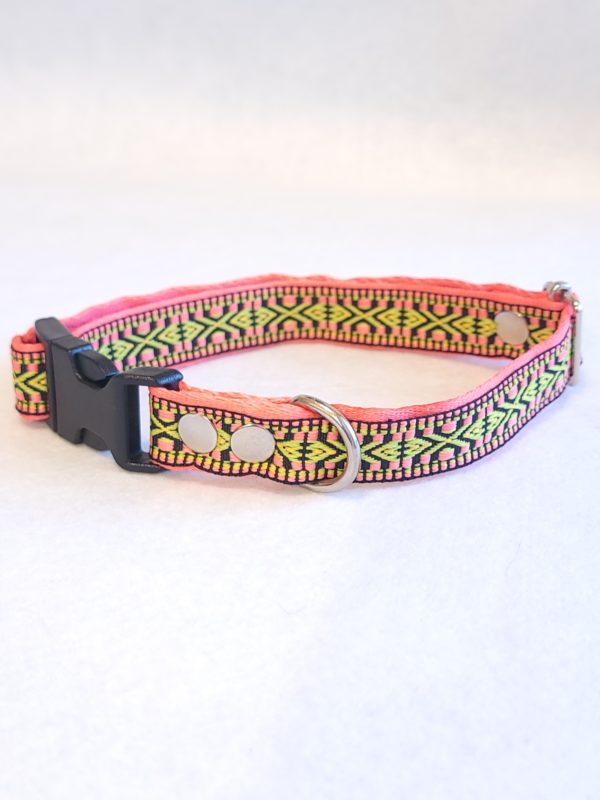 FURRY PATITAS NEON ORANGE/ GREEN ADJUSTABLE COLLAR